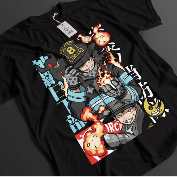 RARE Fire Force Shirt Shinra Tshirt Arthur T-Shirt Maki Top Tamaki Benimaru Anime Tee