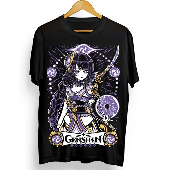 RARE Genshin Impact Raiden Shogun T-shirt Anime Unisex Harajuku T-Shirt Tee ALL SIZES