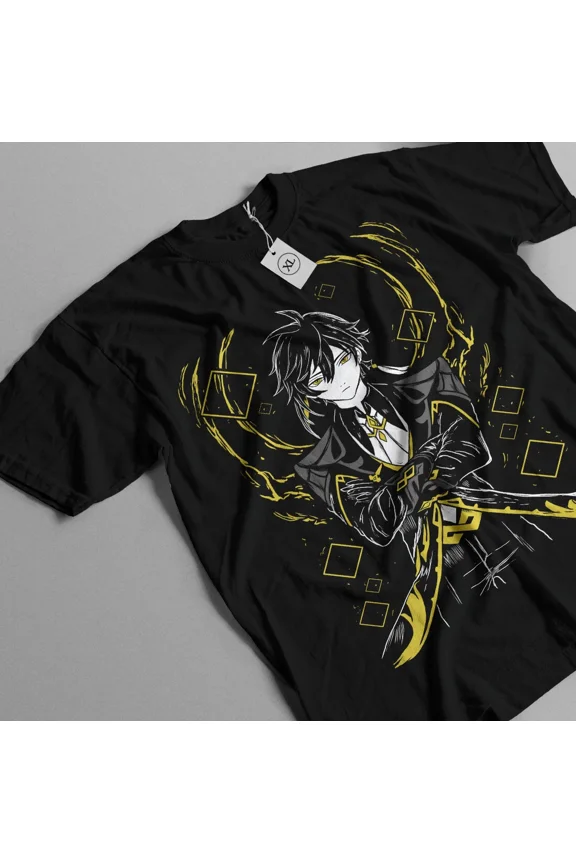 RARE Genshin Impact Zhongli Dakimakura T-shirt Anime Shirt Short Sleeve All Size