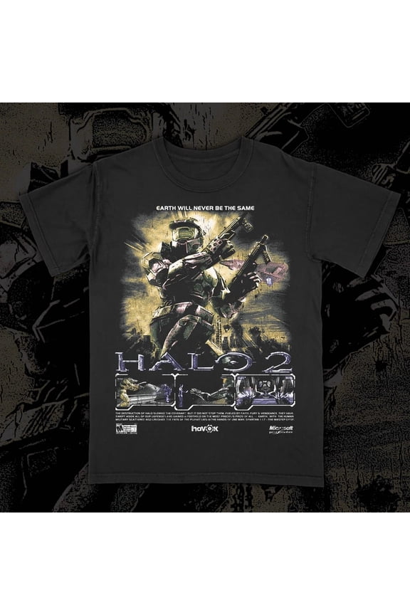 RARE Halo 2 Master Chief T Shirt Retro Bootleg Video Game Graphic Tee Unisex S-5XL