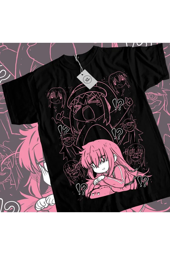 RARE Hitori Gotou Bocchi the Rock T-shirt Kawaii Funny Yamada,Nijika Ijichi Shirt