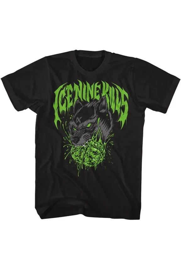 RARE Ice Nine Kills Brain Wolf Black Music Shirt
