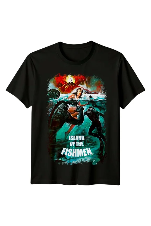 RARE Island of the Fishmen (1979) Movie Poster Inspired T-Shirt Retro 80s Tee