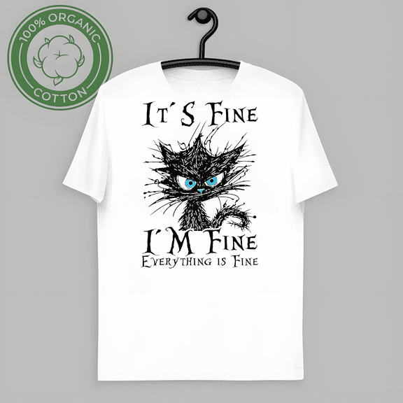 RARE It s fine im fine everything is fine funny black cat women T-Shirt-TH57827