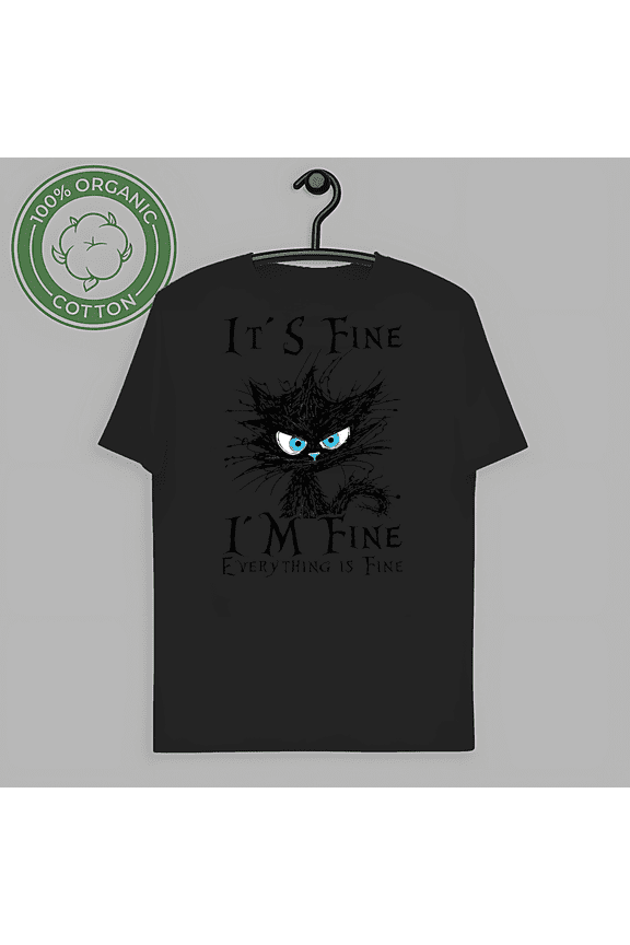RARE It s fine im fine everything is fine funny black cat women T-Shirt-TH57827