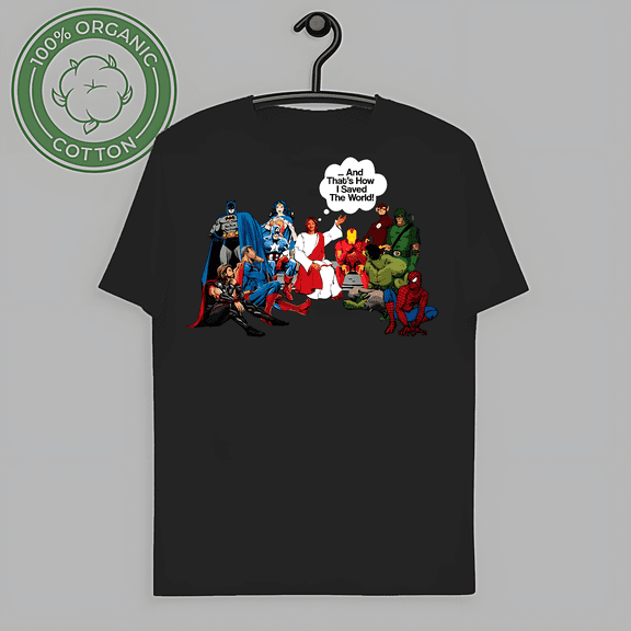 RARE Jesus And Superheroes DC Thats How I Saved The World Christian Funny T-Shirt-TH60997