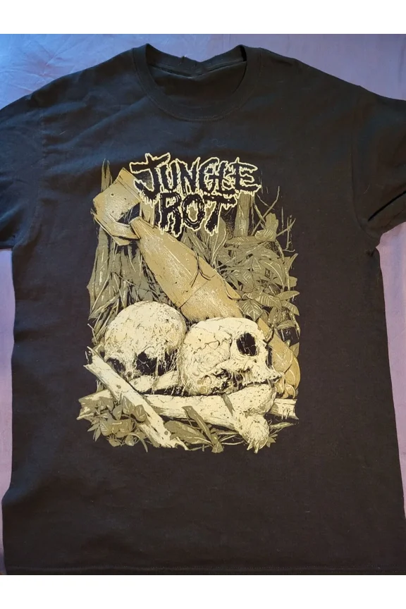 RARE Jungle Rot Band Concert Music Black T-Shirt Cotton S-234XL JK493