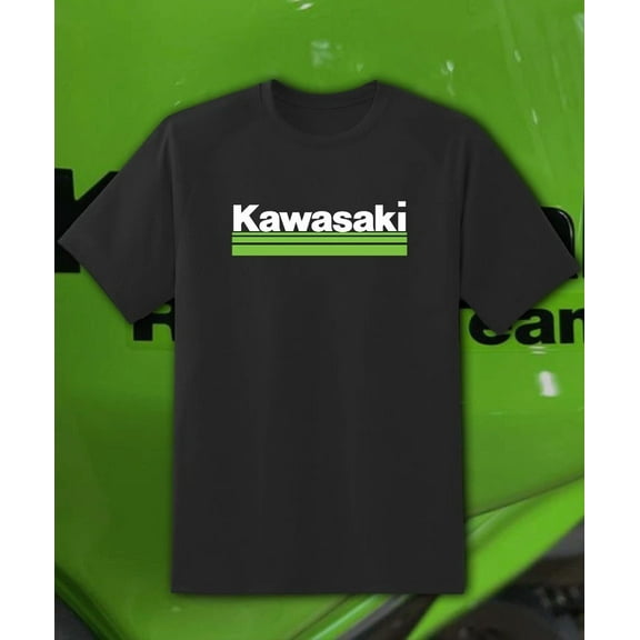 RARE KAWASAKI Main Logo T-SHIRT GREEN Racing Ninja Motorcycle Motor Bike Fast Ship!