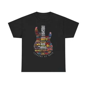 RARE Legends Of Rock Guitar Vintage Classic Graphic T-Shirt Unisex Heavy Cotton NEW