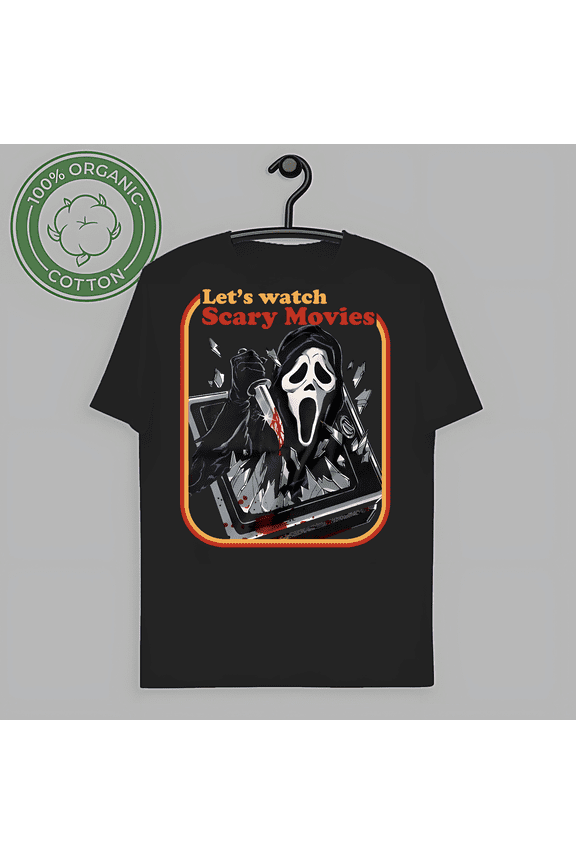 RARE Let's Watch Scary Movies Tshirt Unisex & Kids Retro Vintage Short Sleeve Classic Fit 100% Cotton Horror Halloween Scream Ghostface-TH55942