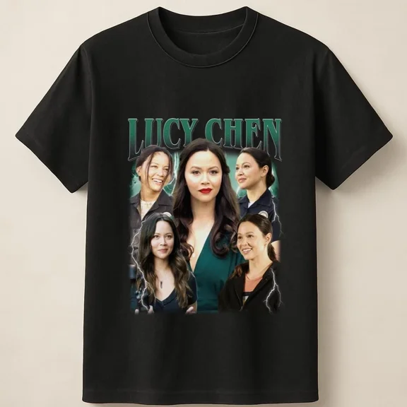 RARE Lucy Chen Retro Lightning Bold Collage Tribute Graphic Art Unisex T Shirt