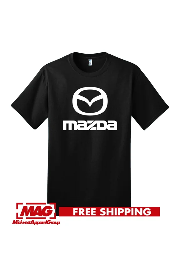 RARE MAZDA BLACK T-SHIRT Logo RX Sports Car Automotive Racing Zoom Miata Rotary Shirt