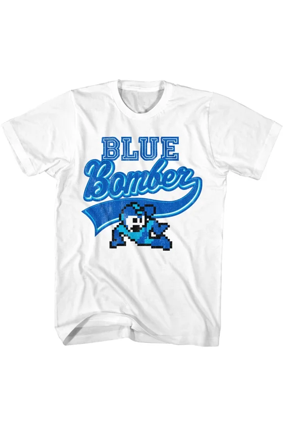RARE Megaman T-Shirt Mens Capcom Blue Bomber New Vintage Gamer White in SM - 5XL