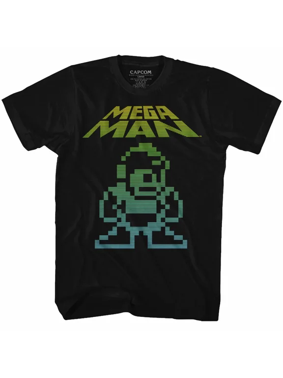 RARE Megaman T-Shirt Mens Capcom Graphic Gaming 100% Black Cotton Sizes SM - 5XL