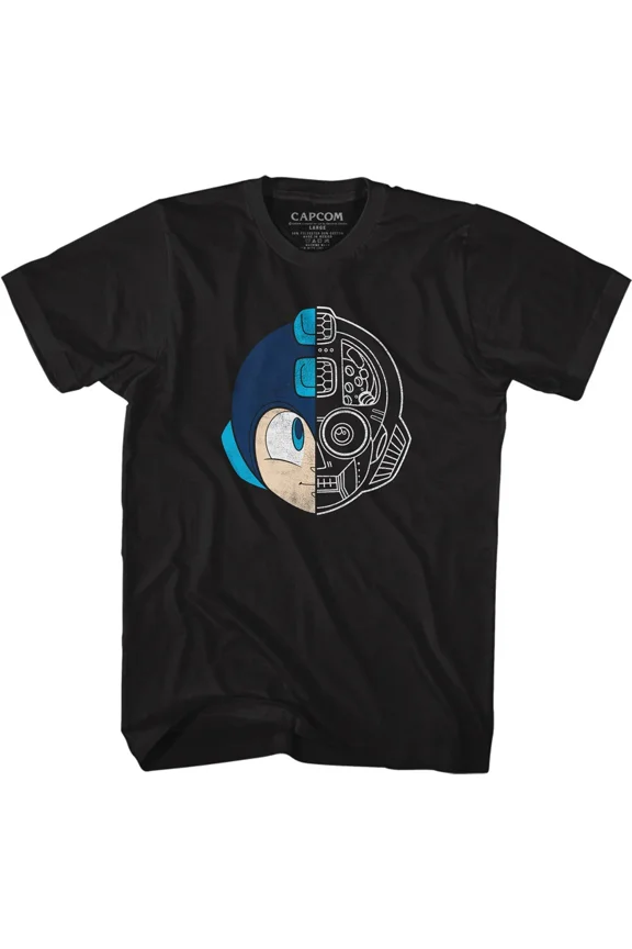 RARE Megaman T-Shirt Mens Capcom MEGA HEAD New Vintage Gamer Black Sizes SM - 5XL