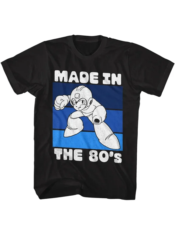 RARE Megaman T-Shirt Mens Capcom Made in the 80's New Vintage Gamer Black SM - 5XL