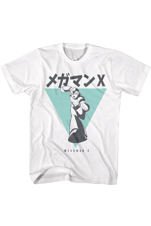 RARE Megaman T-Shirt Mens Capcom Man Incoming 100% White Cotton Sizes SM - 5XL
