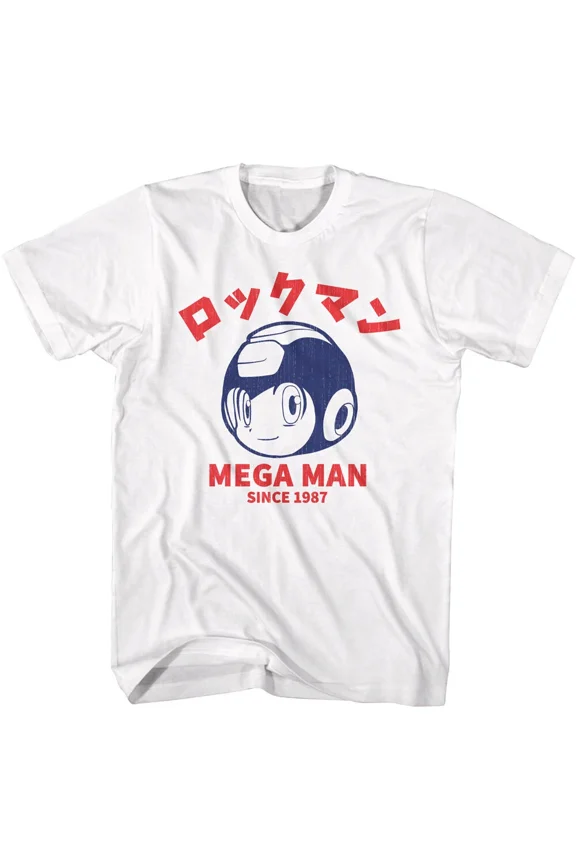 RARE Megaman T-Shirt Mens Capcom Since 1987 100% White Cotton Sizes SM - 5XL