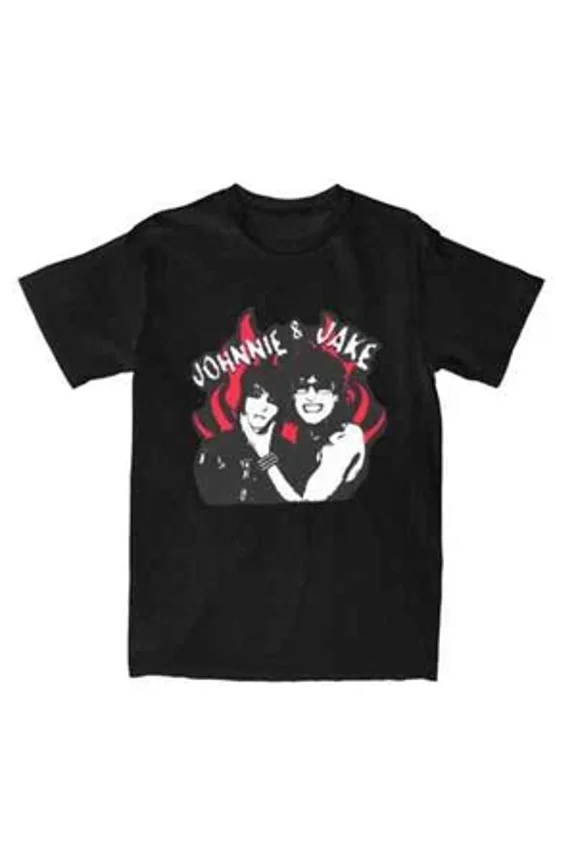 RARE Men Women Jake And Johnnie Flames The Tinas Band T Shirt Accessories Cotton Tops