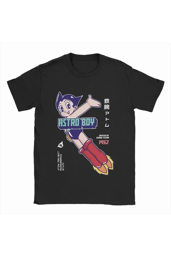 RARE Men's T-Shirt Astro Boy Anime Vintage Pure Cotton Tee Shirt Short Sleeve