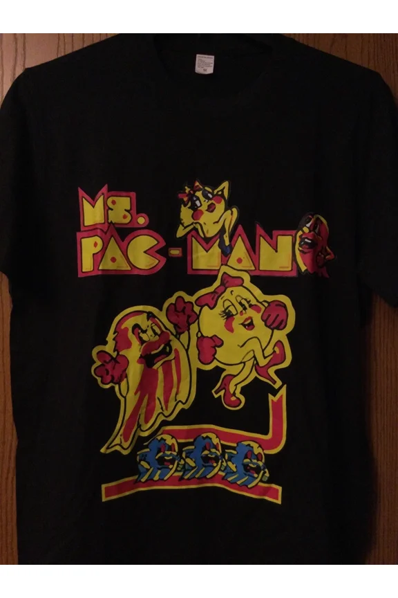 RARE Ms. Pac Man - Black Shirt - Graphic - M