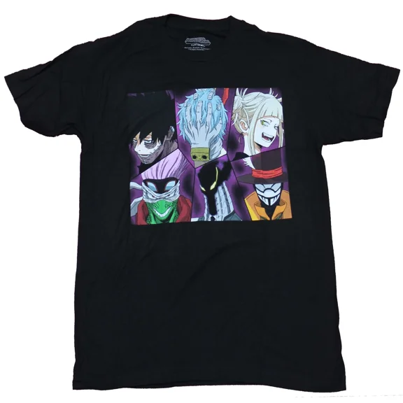RARE My Hero Academia Adult New T-Shirt - 6 Profiles of The League of Villains