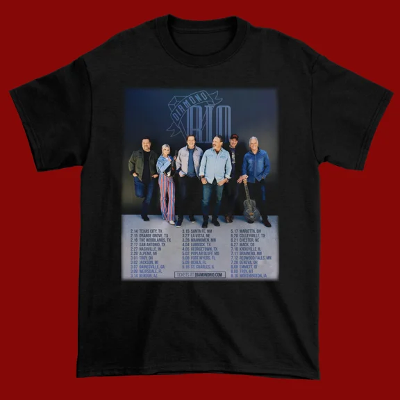 RARE NEW!! Diamond Rio Band Tour 2025 Black Cotton T-Shirt All size S-5XL HRN222
