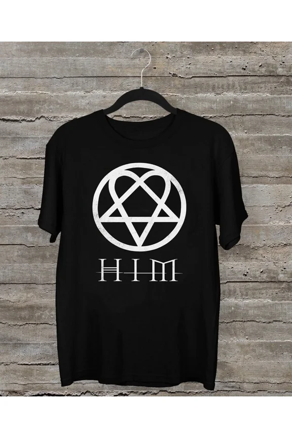 RARE NEW HIM Band Logo Classic Short Sleeve Black all Size Gift Shirt KH1280