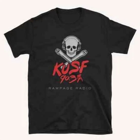 RARE NEW KUSF 90.3 FM RADIO ROCK STATION LOGO UNISEX T-SHIRT FUNNY TEE SIZE S-5XL
