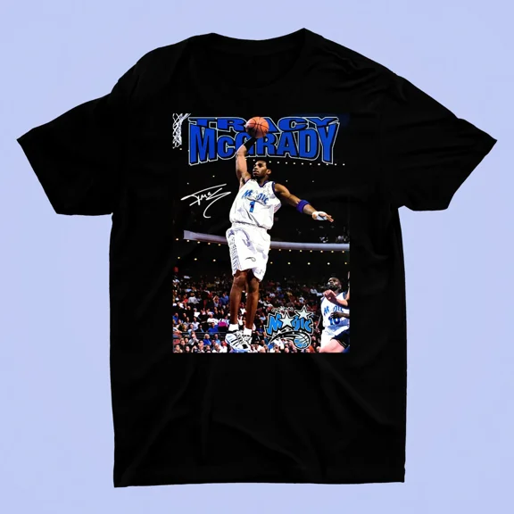 RARE NEW Tracy Mcgrady Retro Short Sleeve Black All Size Shirt HA11