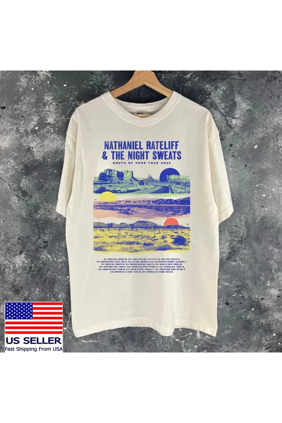 RARE Nathaniel Rateliff And The Night Sweats South Of Here T Shirt Full Size S-5XL