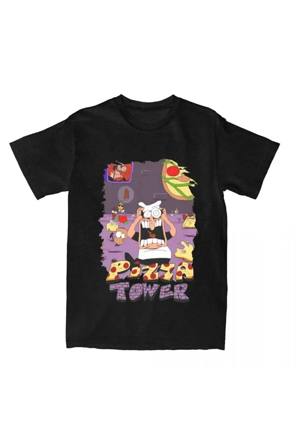 RARE PIZZA TOWER Gaming Game Fans Merch Shirt Men Women Novelty 100% Cotton Summer Te