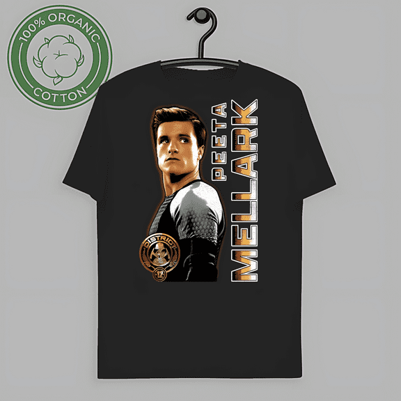 RARE PrintPulse9x Josecarlos Hunger Games Peeta Vertical Text T-Shirt - Black Gift - Movie Fan., for men & women, up to size 5XL.-TH56895