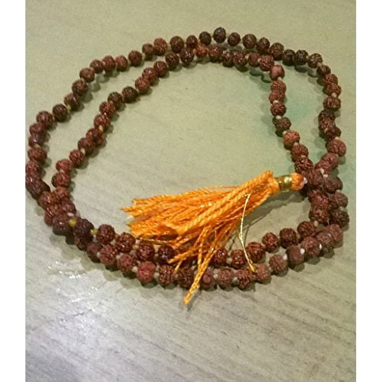 SoulGenie Meditation Mala Beads - Superior Grade Tulsi Wood - Unisex -  Light Brown Color