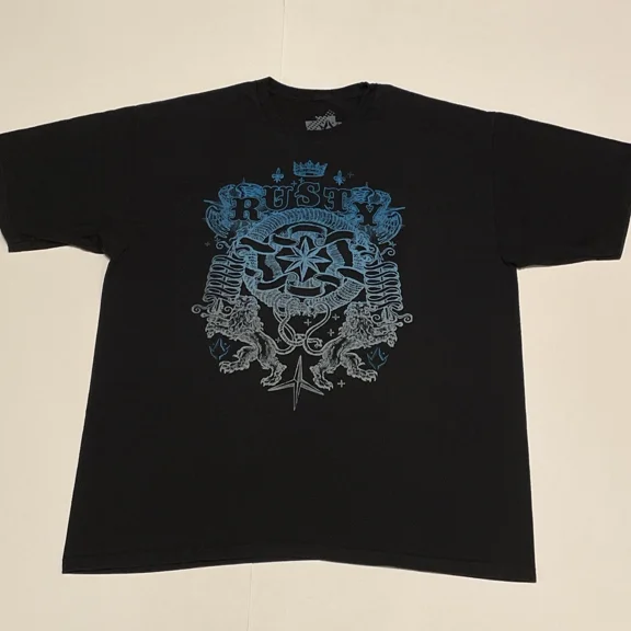 RARE RUSTY COAT OF ARMS GRAPHIC T SHIRT (XL)