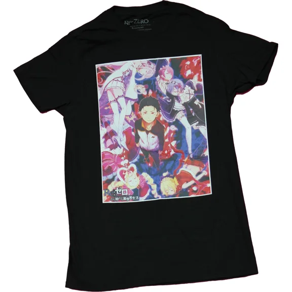 RARE Re:Zero New Adult T-Shirt - Glowing Group Key Art Image
