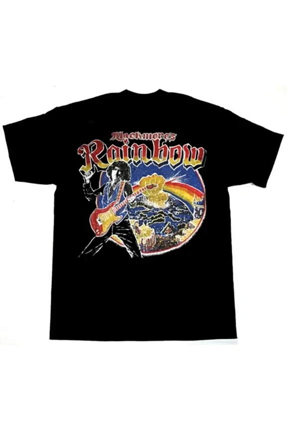 RARE Retro Live Concert Rainbow Ritchie Blackmore Shirt Black