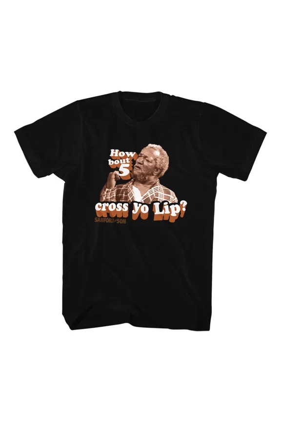 RARE Sanford and Son T-Shirt REDD FOXX Sizes SM - 5XL in Black Cotton Cross Yo Lips