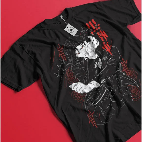 RARE Sebastian Michaelis T-Shirt Black Butler Shirt Ciel Phantomhive Shirt All Size