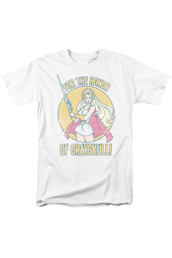 RARE She-Ra Honor of Grayskull T Shirt Mens Licensed Cartoon Merchandise White