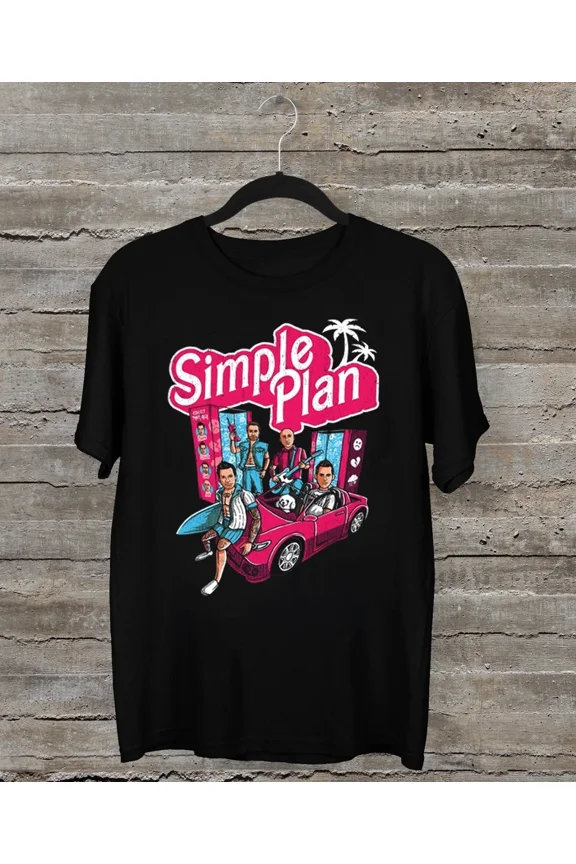 RARE Simple Plan Tour 2023 Black Cotton T Shirt Full Size S-5XL