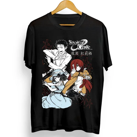 RARE Steins Gate Kurisu Makise T-shirt Anime Manga shirt All Size Black Shirt