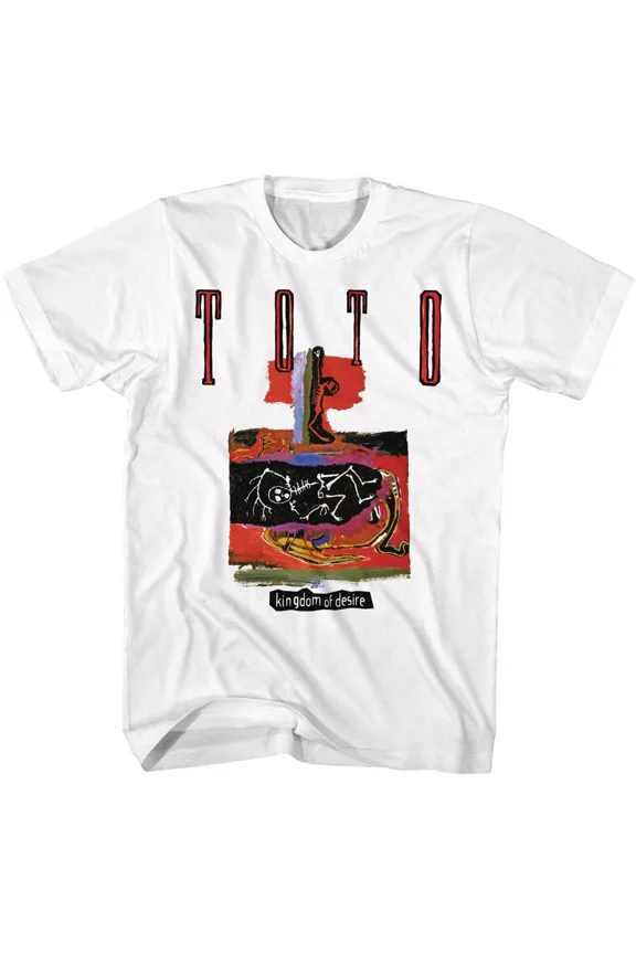 RARE TOTO Music Band T-Shirt Kingdom of Desire Album Men's 80's New White Cotton