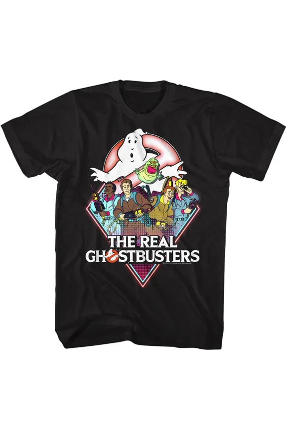 RARE The Real Ghost Busters Movie Full Color Cast & Movie Logo Men's T Shirt