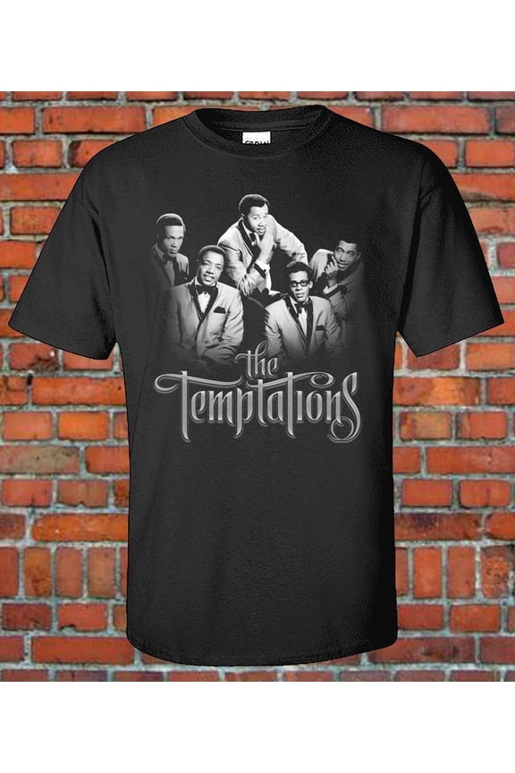 RARE The Temptations Classic R&B singer Graphic Black and White Image T-Shirt