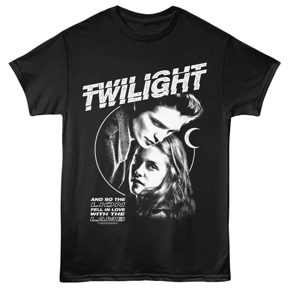RARE Twilight Movie Saga T-Shirt EDWARD & BELLA LION LAMB New Official Black Cotton
