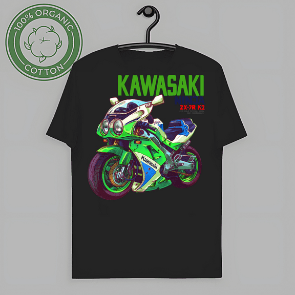 RARE Vibrant Kawasaki Ninja ZX-7R K2 T-Shirt - Bold Comic Style Motorcycle Art Wear-TH56317