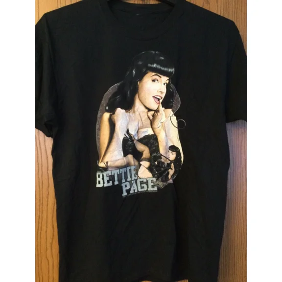 RARE Vintage Bettie Page Black Cotton All size S-345XL Gift For Fans Shirt HRN53