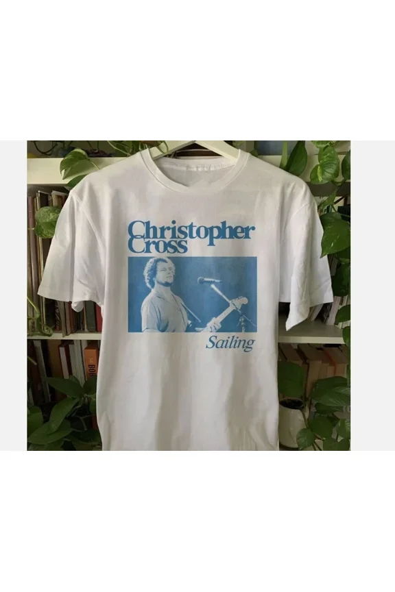RARE Vintage Christopher Cross Sailing Men T-shirt WhiteTee All Sizes S-5XL
