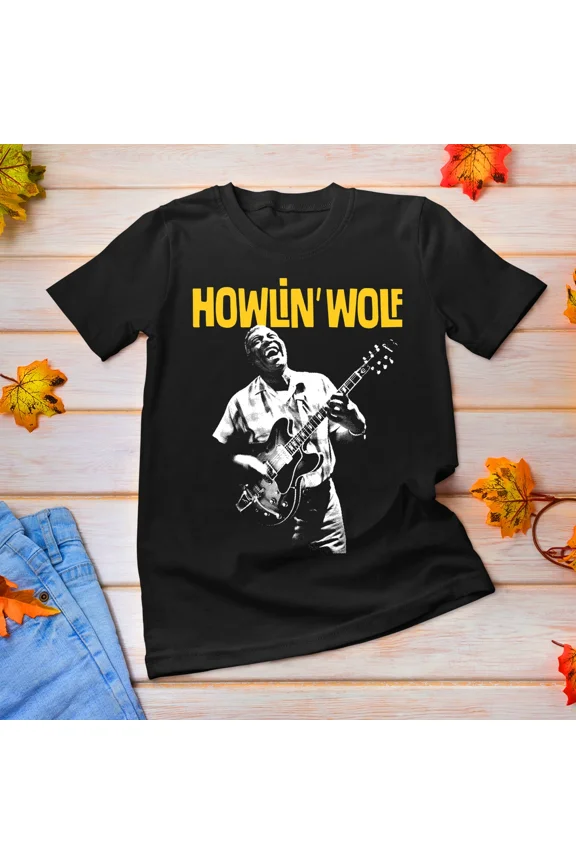 RARE Vintage Howlin' Wolf Singer Cotton Black All Size Unisex Tee Shirt TR290